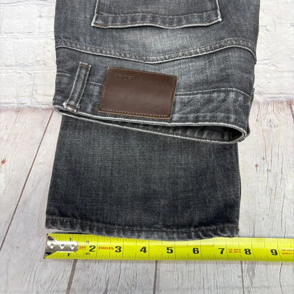 Hugo Boss Men Delaware Slim Fit Jeans Size 34x32 Black Denim D119 -16